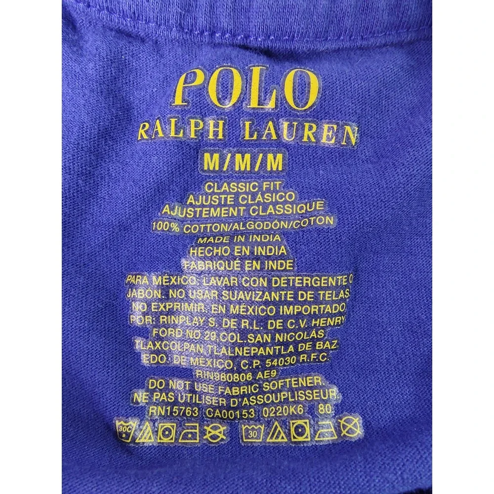 Polo‎ Ralph Lauren T Shirt Mens Medium M Blue Yellow Pony Classic Fit Tee